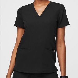 Figs Casma three-pocket scrub top, black, size S regular